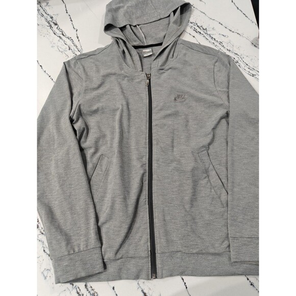 Vintage Y2K Nike Swoosh Zip Up Hoodie Gray Sweatshirt Orange Tag Women Large - Picture 2 of 15